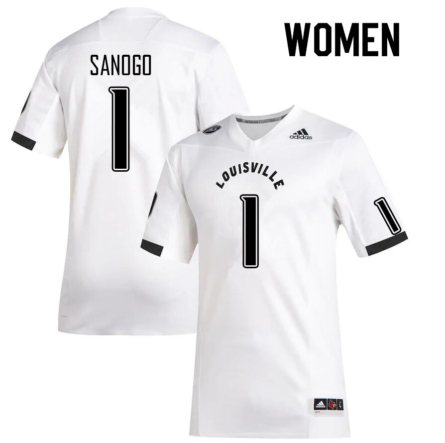 Women #1 Momo Sanogo Louisville Cardinals College Football Jerseys Sale-White